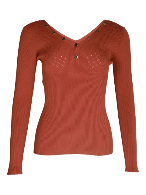 SANDRO Justy ribbed stud-detail sweater Red NAPPUGBCL300076W