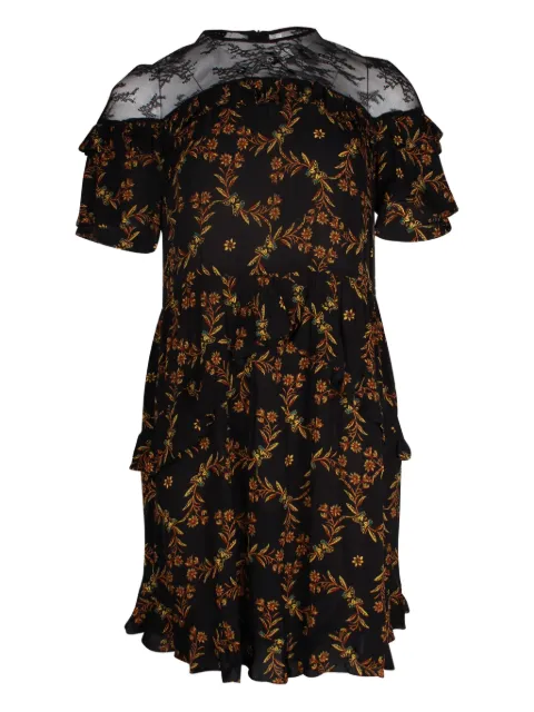 SANDRO floral-print ruffled mini dress Black NAPPUGBCL289688W