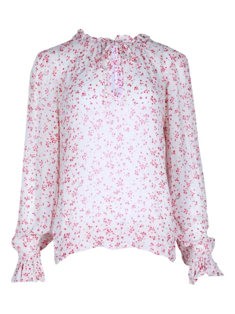 GANNI ruffled floral-print blouse White NAPPUHKCL362426W
