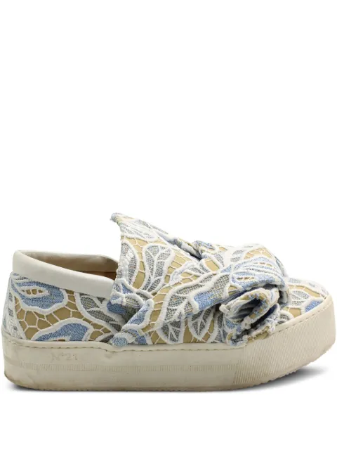 Nº21 knot-detail lace sneakers Neutrals NAPPUGBSH182086W