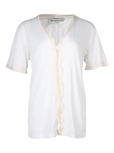 Balenciaga Pre-Owned fringe-trim V-neck top White BAPUGBCL199049W