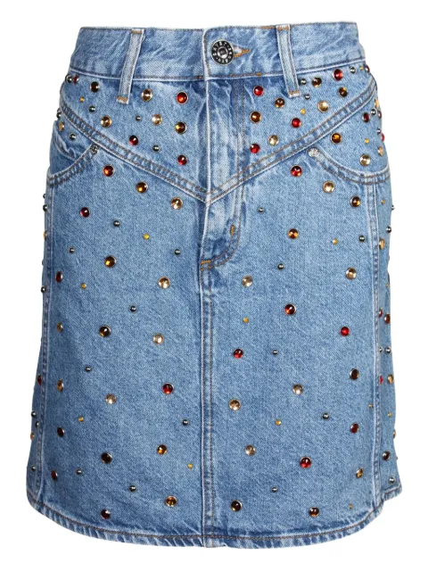 SANDRO crystal-embellished denim skirt Blue NAPPUGBCL236411W