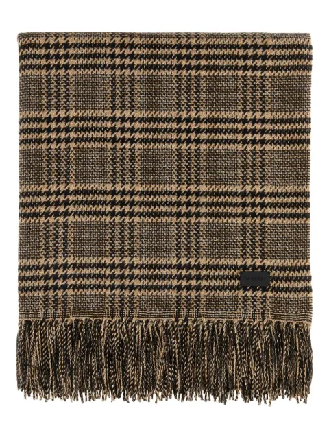 Saint Laurent checked fringed scarf Brown 8370813YS31