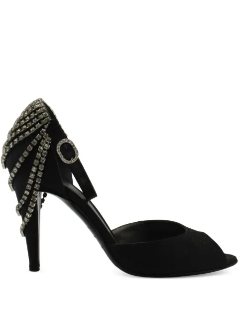 Sergio Rossi Vintage crystal-embellished peep-toe sandals Black NAPPUHKSH363777W