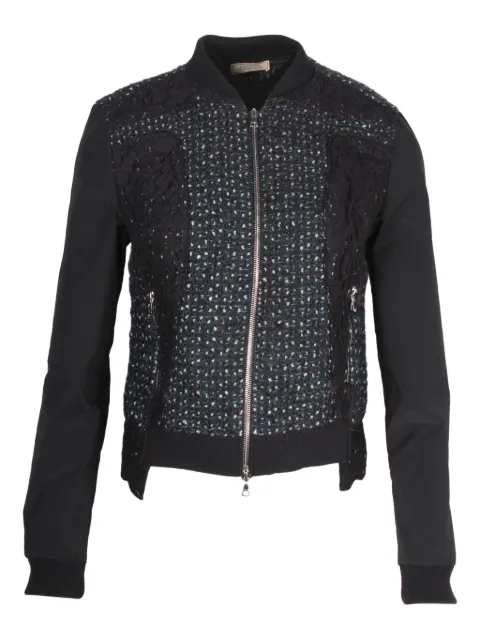 Nina Ricci Pre-Owned lace-panel zip-up bomber jacket Black NAPPUHKCL359699W