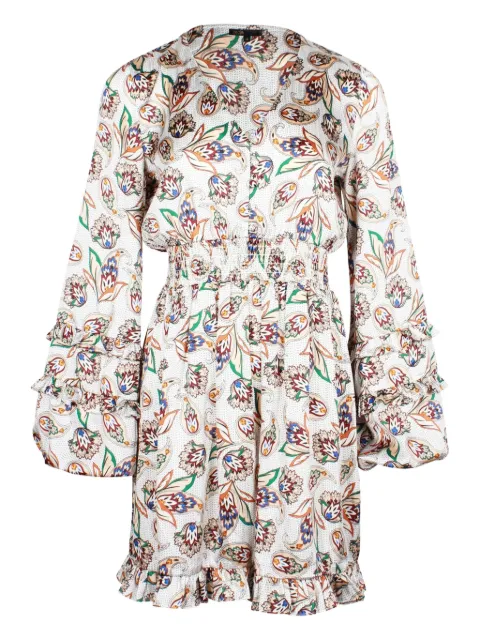 Maje paisley-print balloon-sleeve mini dress White TONPUGBCL253715W