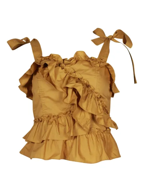 Ulla Johnson Cleo ruffle square-neck top Brown NAPPUGBCL266203W