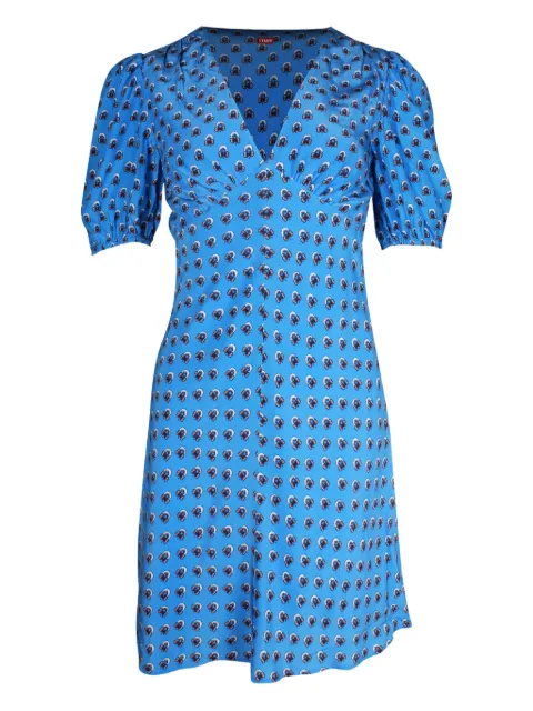 STAUD Milla puff-sleeve floral-print mini dress Blue TONPUGBCL282963W