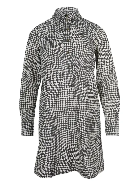 GANNI houndstooth pea-collar dress Black TONPUGBCL193380W