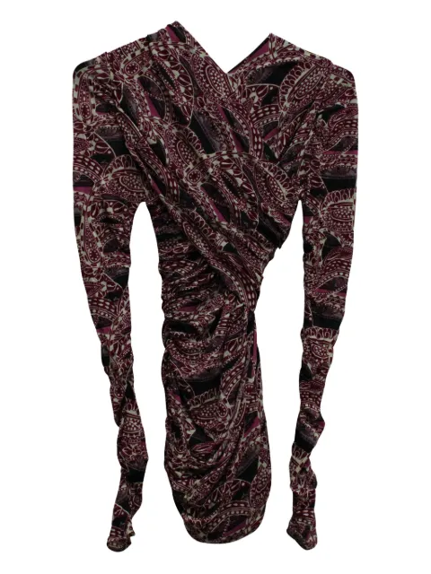 Isabel Marant Vintage paisley-print ruched mini dress Purple NAPPUGBCL155866W