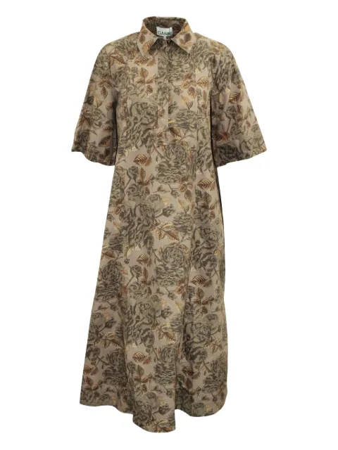 GANNI floral-print shirt dress Brown NAPPUGBCL151388W