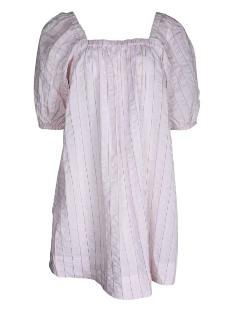 GANNI striped balloon-sleeve mini dress Pink NAPPUGBCL300344W