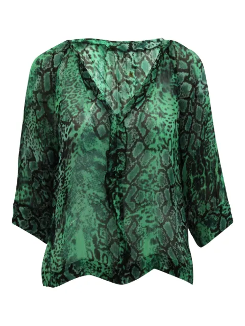 Ba&Sh snake-print V-neck blouse Green NAPPUGBCL157764W