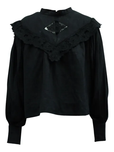 Isabel Marant Vintage lace-trimmed dolman-sleeve top Black NAPPUGBCL125280W