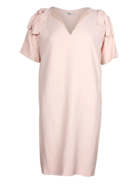 Chloé Vintage bow-detail V-neck dress Pink NAPPUGBCL268477W