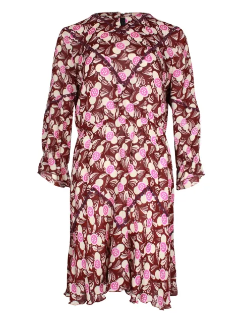 Anna Sui Vintage floral-print lace-trimmed mini dress Red NAPPUGBCL267168W