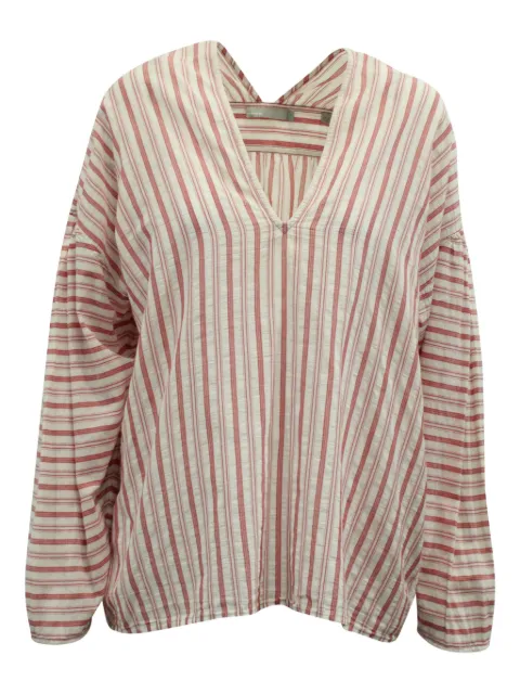 Vince striped V-neck drop-shoulder blouse White TONPUGBCL141536W