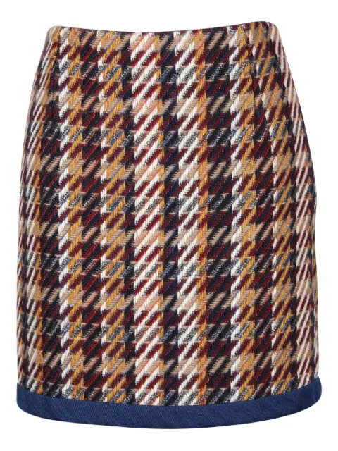 SANDRO checked-print denim-hem mini skirt Brown NAPPUGBCL215349W