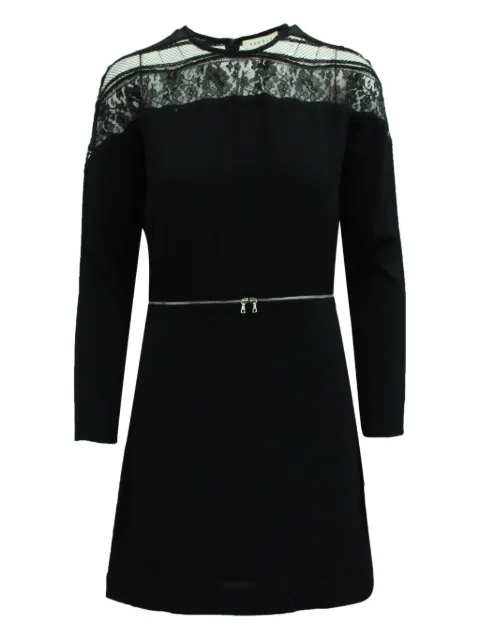 SANDRO lace-insert zip-detail mini dress Black NAPPUGBCL124856W