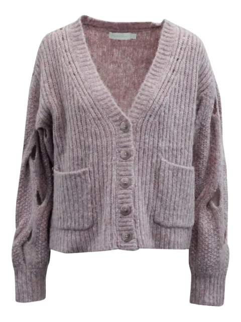 SIMKHAI cable-knit pocket cardigan Pink NAPPUGBCL125592W