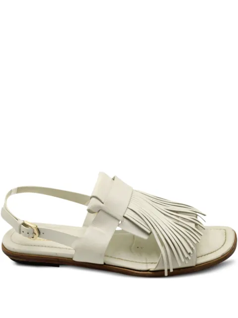 Tod's Vintage fringed slingback sandals White NAPPUGBSH156472W
