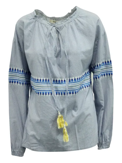 lemlem striped embroidered blouse Blue NAPPUGBCL153715W