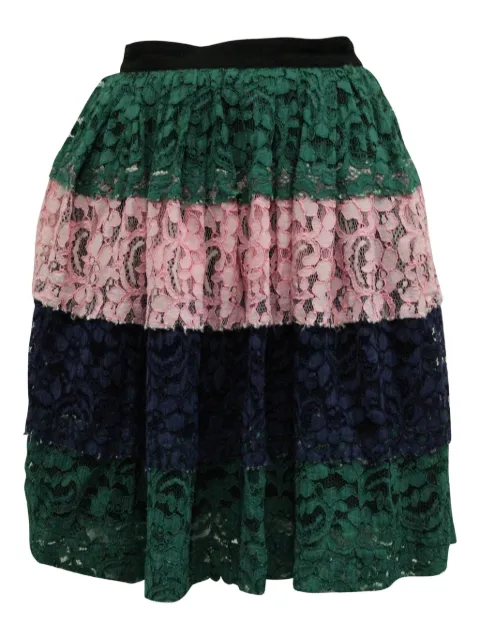MSGM striped lace mini skirt Green TONPUGBCL149784W