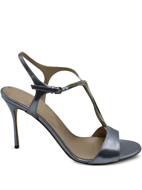 Sergio Rossi Vintage crystal-embellished leather sandals Grey NAPPUGBSH120602W
