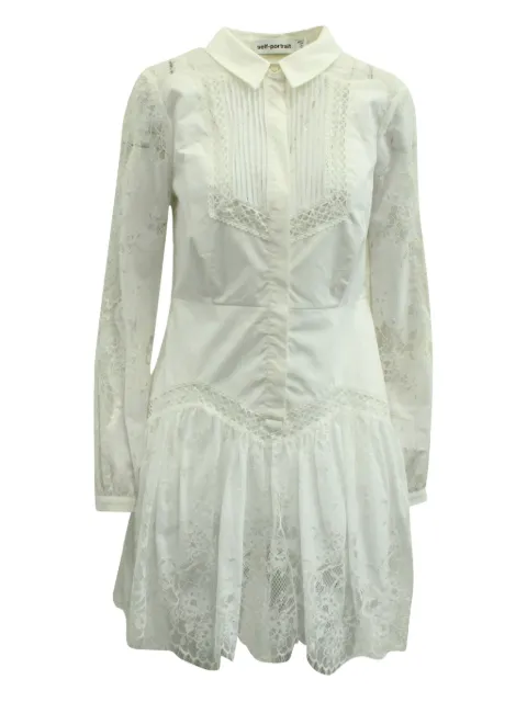 Self-Portrait lace-trimmed cotton mini dress White NAPPUGBCL126324W