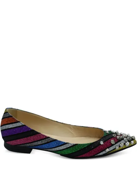 Christian Louboutin Pre-Owned Drama Stripe studded flats Pink NAPPUGBSH114192W