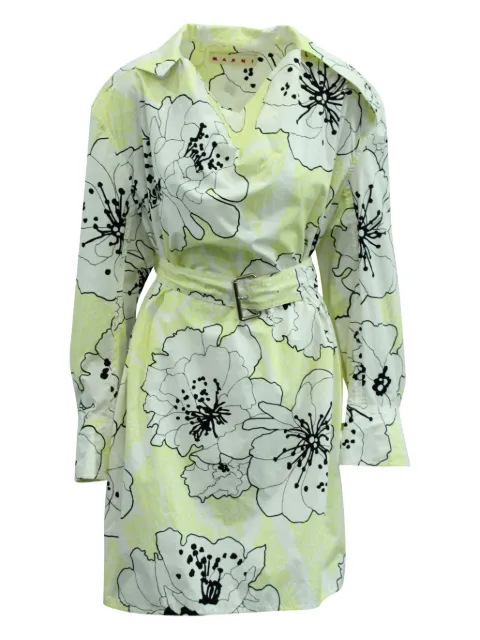 Marni Pre-Owned floral-print belted mini dress Yellow NAPPUGBCL125621W