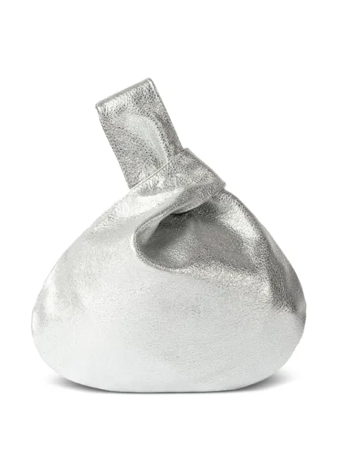 MARY SMALLWOOD knotted leather clutch Silver MSNXBLFRSILVER