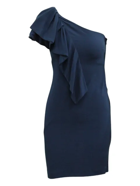 Maje one-shoulder ruffle midi dress Blue TONPUGBCL174920W