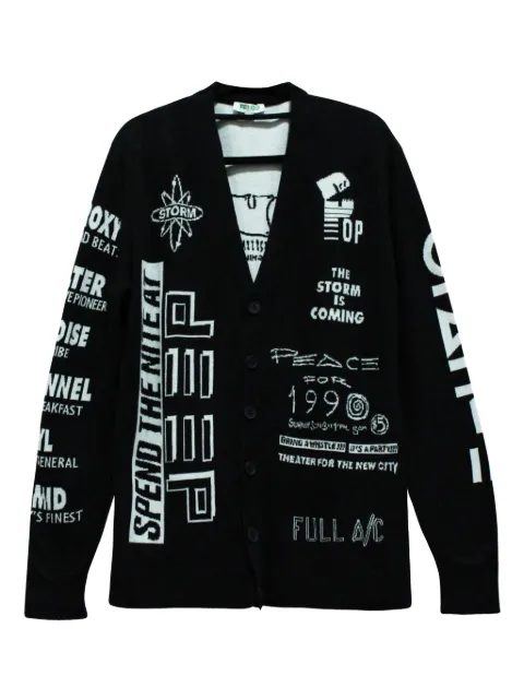 Kenzo Pre-Owned x House Reggae slogan-print cardigan Black MRPPUGBCL119728M