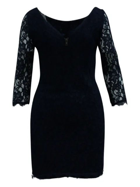 DVF Diane von Furstenberg lace three-quarter sleeve mini dress Blue NAPPUGBCL124935W