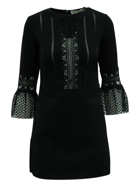 Self-Portrait lace-insert bell-sleeve mini dress Black NAPPUGBCL112957W