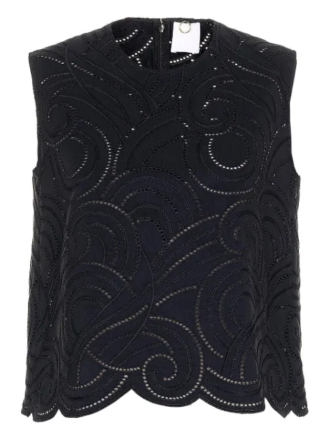 Mantu Faille eyelet-embroidered scallop-hem blouse Black AG1014G01RW25398