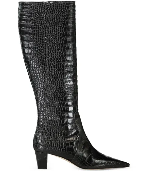 Manolo Blahnik 50mm Penelope crocodile-effect boots Black 325305600010015