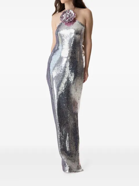 Rodarte sequin flower-appliqué dress Silver PS2509ASILVER
