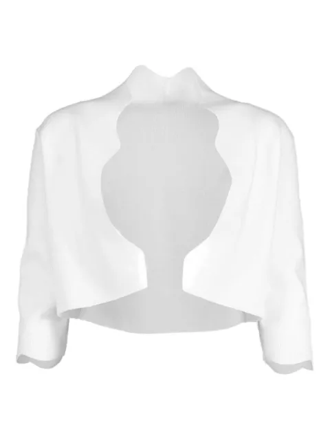 Lela Rose scallop-hem knit bolero White LRKN3512WHT