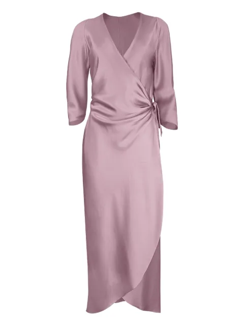 Peter Cohen wrap-tie three-quarter sleeve midi dress Pink 3091HSDAW