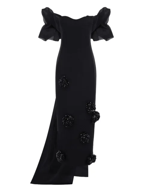 Leo Lin Zayna puff-sleeve gown Black LLFW250172SETWITHPUFFSLEEVES