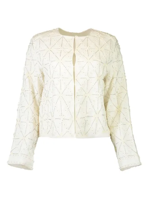 Christy Lynn Jessie beaded geometric-pattern fitted jacket White CLJ62F103WHT