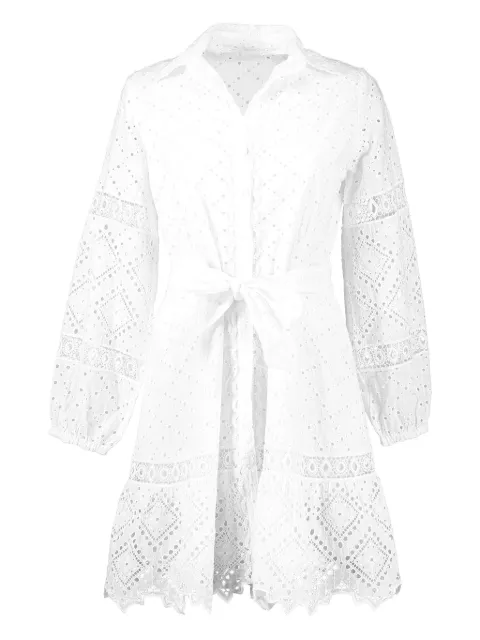 Temptation Positano Palestina eyelet-embroidered belted dress White PALESTINABIANCO