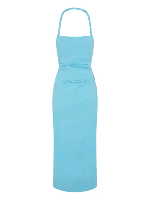 Paris Georgia Romy braided-halterneck midi dress Blue ROMYDTUR
