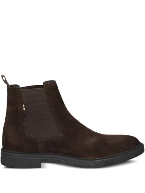 BOSS signature-stripe chelsea boots in suede Brown 50552528