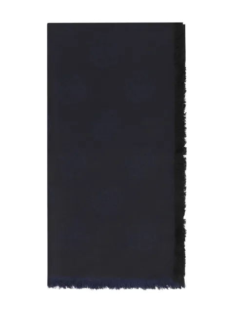 Tory Burch logo-pattern frayed-edge scarf Black 17197