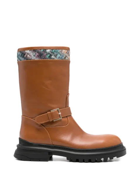 Missoni buckle strap biker boots Brown MWF138