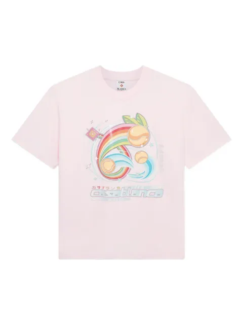 Casablanca rainbow tennis-ball print T-shirt Pink WAW25JTS046