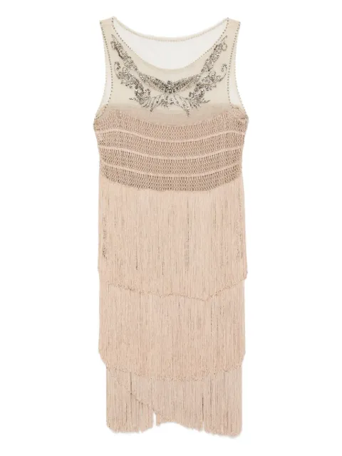 Alberta Ferretti embroidered fringed midi dress Neutrals MA0401